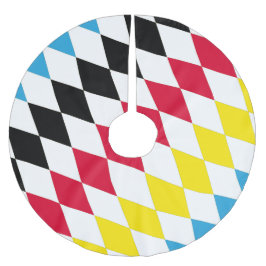 ブラックレッドイエローブルーバイエルダイヤモンド国旗のパターン ブラッシュドポリエステルツリースカート