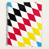 ブラックレッドイエローブルーバイエルダイヤモンド国旗のパターン プランナー手帳 (正面)