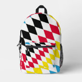 ブラックレッドイエローブルーバイエルダイヤモンド国旗のパターン プリントバックパック (正面)
