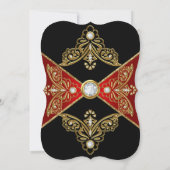 ブラックレッドウィメンバースデーパーティー金ゴールドダイヤモンド 招待状 (裏面)