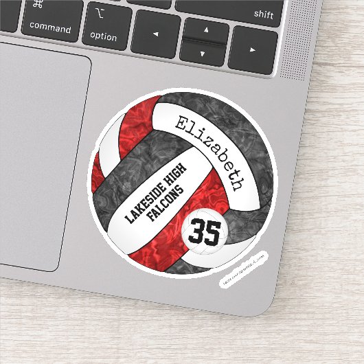 ブラックレッドガールズバレーボールwスクールマスコット名 シール (詳細)