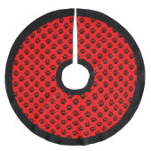 ブラックレッドキャットドッグポーブラッククリスマ縁どス ブラッシュドポリエステルツリースカート (正面)