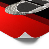 ブラックレッドグリッターハイヒールバースデーパーティバナー ポスター (角)