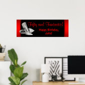 ブラックレッドグリッターハイヒールバースデーパーティバナー ポスター (ホームオフィス)