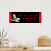 ブラックレッドグリッターハイヒールバースデーパーティバナー ポスター (キッチン)