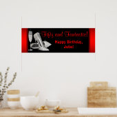 ブラックレッドグリッターハイヒールバースデーパーティバナー ポスター (キッチン)