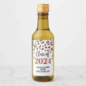 ブラックレッドグリッター紙吹雪卒業 ワインラベル (正面)