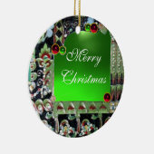 ブラックレッドグリーンアールヌーボー宝石モノグラム セラミックオーナメント (右)