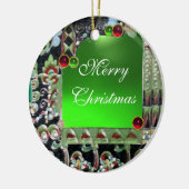 ブラックレッドグリーンアールヌーボー宝石モノグラム セラミックオーナメント (左)