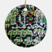 ブラックレッドグリーンアールヌーボー宝石モノグラム セラミックオーナメント (裏面)