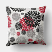 ブラックレッドグレーフラワーパターン装飾用クッション クッション (裏面)
