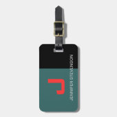 ブラックレッドグレーブルーモノグラムラゲッジタグ ラゲッジタグ (正面縦)