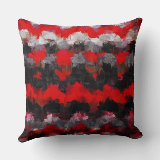ブラックレッドグレー絵画抽象芸術 クッション (裏面)