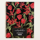 ブラックレッドゴールデンヴィンテージパターンデイリープランナー プランナー手帳 (正面)