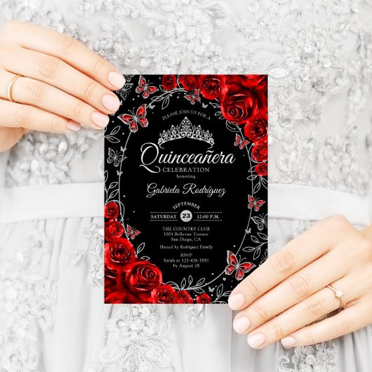 ブラックレッドシルバーキンセアニェラ 招待状