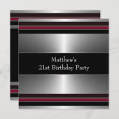 ブラックレッドシルバーマン21歳の誕生日パーティー 招待状 (正面/裏面)