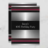 ブラックレッドシルバーマン40th誕生日パーティー 招待状 (正面/裏面)