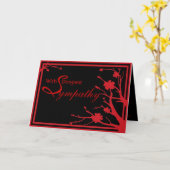 ブラックレッドシンプルフローラデザイン悔やみや弔慰カード カード (黄色い花)