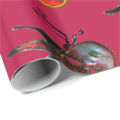 ブラックレッドジェスターマスクカーニバル仮装パーティー ラッピングペーパー (ロールコーナー)