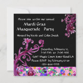 ブラックレッドジェスターマスク，マスカレードパーティーシャンパン 招待状 (裏面)