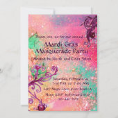 ブラックレッドジェスターマスク,仮装パーティーピンク 招待状 (裏面)