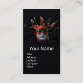 ブラックレッドジェスターマスク,仮装パーティーブラック紙 名刺 (正面)