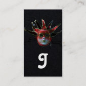 ブラックレッドジェスターマスク,仮装パーティーブラック紙 名刺 (裏面)