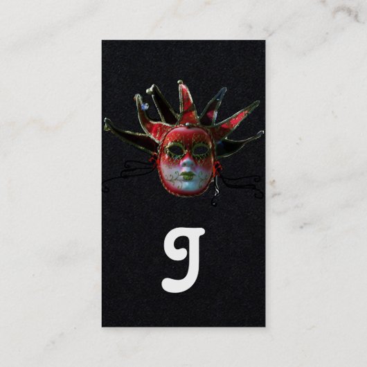 ブラックレッドジェスターマスク,仮装パーティーブラック紙 名刺 (裏面)