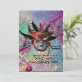 ブラックレッドジェスターマスク,仮装パーティーブルー 招待状 (スタンド正面)