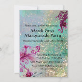 ブラックレッドジェスターマスク,仮装パーティーブルー 招待状 (裏面)