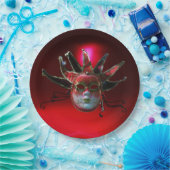 ブラックレッドジェスターマスク，仮装パーティー ペーパープレート (パーティー)