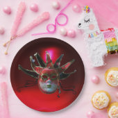 ブラックレッドジェスターマスク，仮装パーティー ペーパープレート (パーティー)