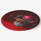 ブラックレッドジェスターマスク，仮装パーティー ペーパープレート (アングル)