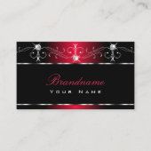 ブラックレッドスクイグルスパークルジュエリー華美オーナメント 名刺 (正面)