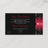 ブラックレッドスクイグルスパークルジュエルズモノグラム華美 名刺 (裏面)