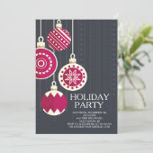 ブラックレッドスタイリッシュクリスマスボールホリデーパーティー 招待状 (スタンド正面)