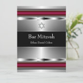 ブラックレッドスターオブデイヴィッドバー（ユダヤ教の）バル・ミツバー 招待状 (スタンド正面)