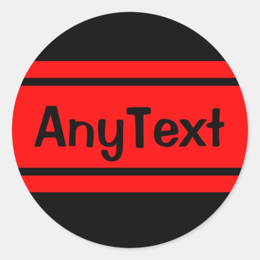 ブラックレッドストライプレース文字シール ラウンドシール (正面)