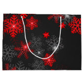 ブラックレッドスノーフレークメリークリスマスニューイヤーボックス ラージペーパーバッグ (裏面)