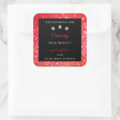 ブラックレッドスパークルグリッター製品パッケージラベル スクエアシール (バッグ)