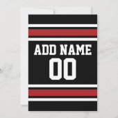 ブラックレッドスポーツジャージ誕生日パーティー 招待状 (裏面)