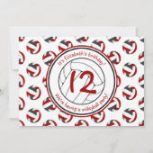 ブラックレッドスポーティーガールズバレーボールバースデーパーティー 招待状 (裏面)