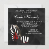 ブラックレッドゼブラハイヒールパーティーシューズ誕生日パーティー 招待状 (裏面)