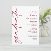 ブラックレッドタイポグラフィ卒業パーティー 招待状 (スタンド正面)