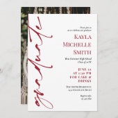 ブラックレッドタイポグラフィ卒業パーティー 招待状 (正面/裏面)