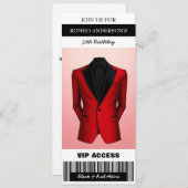 ブラックレッドタキシード誕生日チケット招待状 招待状 (正面/裏面)