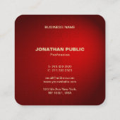 ブラックレッドダマスクプロフェッショナルエレガントテンプレート スクエア名刺 (裏面)