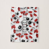 ブラックレッドチームカラーズボーイズサッカー ジグソーパズル (縦)