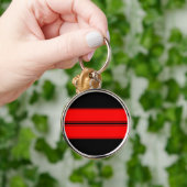 ブラックレッドデュアルレーシングストライプズKeychain キーホルダー (手)