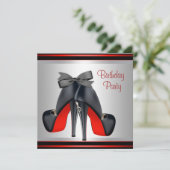 ブラックレッドハイヒールシューズバースデーパーティー 招待状 (スタンド正面)